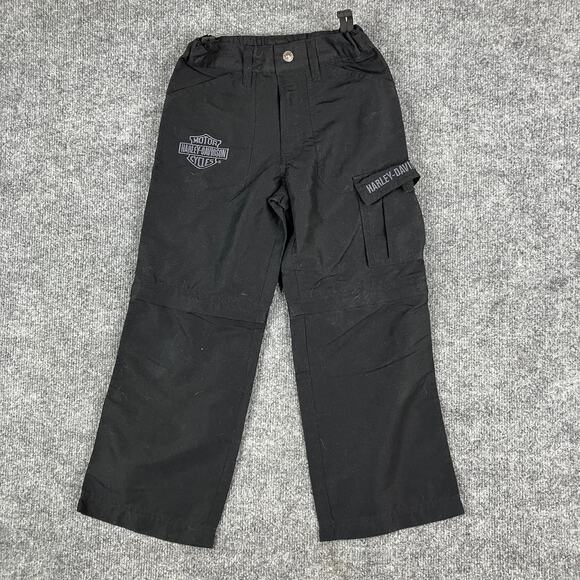 Harley-Davidson Pants Kids Size 6 Black Cargo Utility Logo Outdoor Motorcycle - Picture 1 of 9